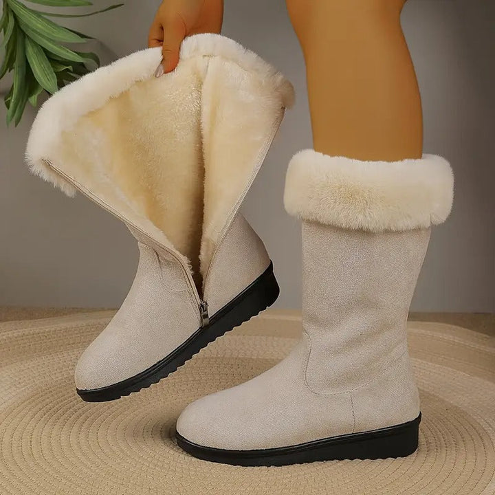Sanela™ | Side-Zip Plush-Lined Mid-Calf Boots