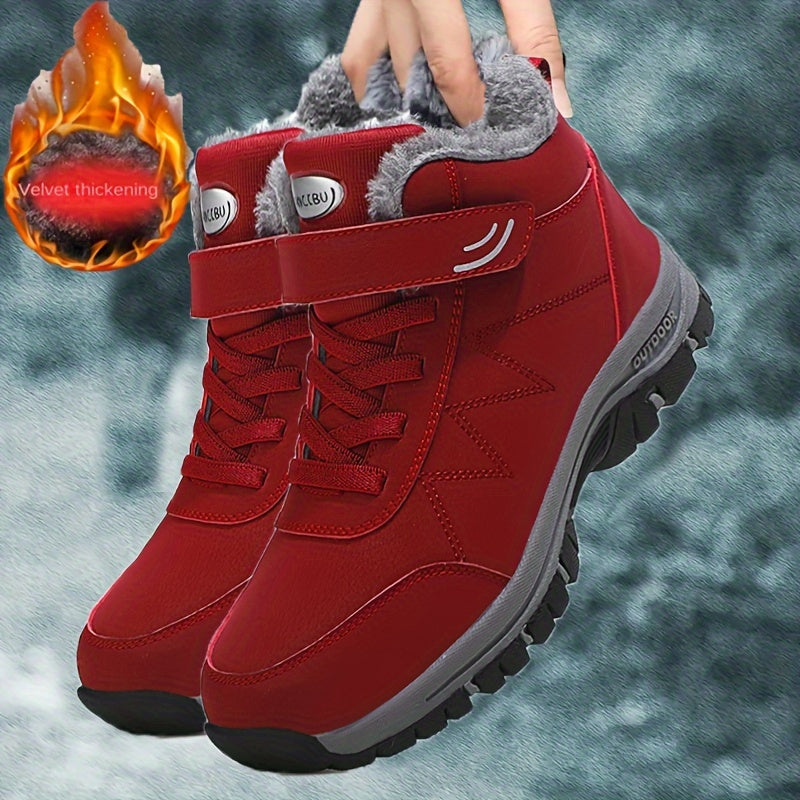 Benedetta™ | Plush-lined hook-and-loop lace-up hiking ankle boots