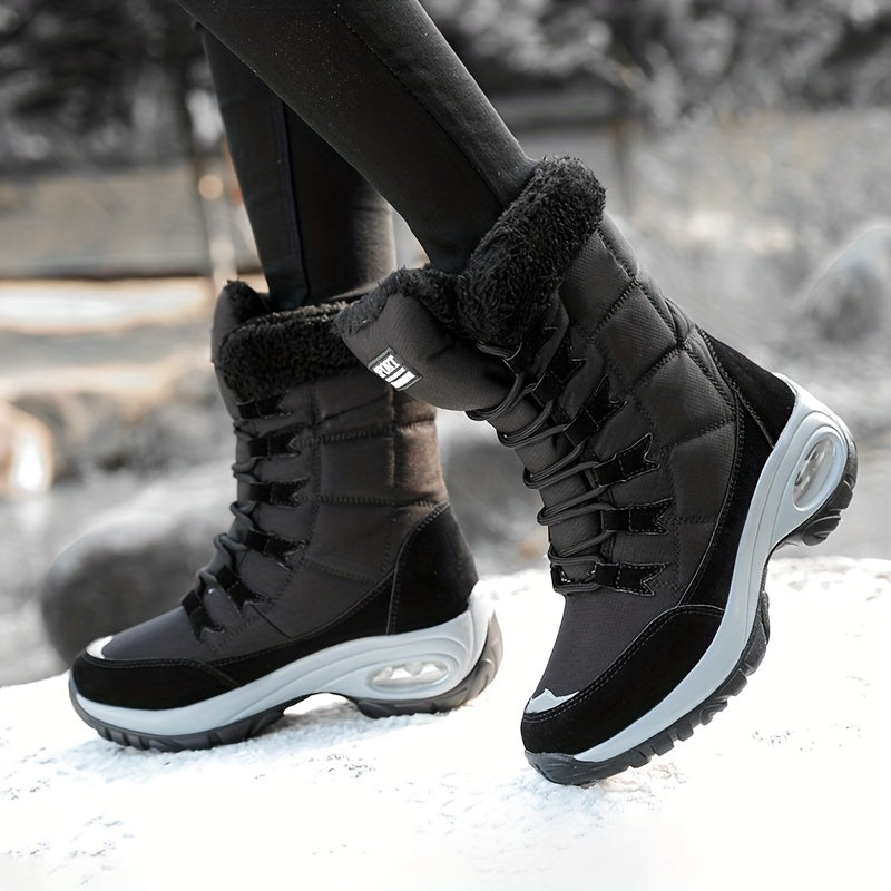 Cecilia™ | Faux-fur cuff lace-up mid-calf snow boots