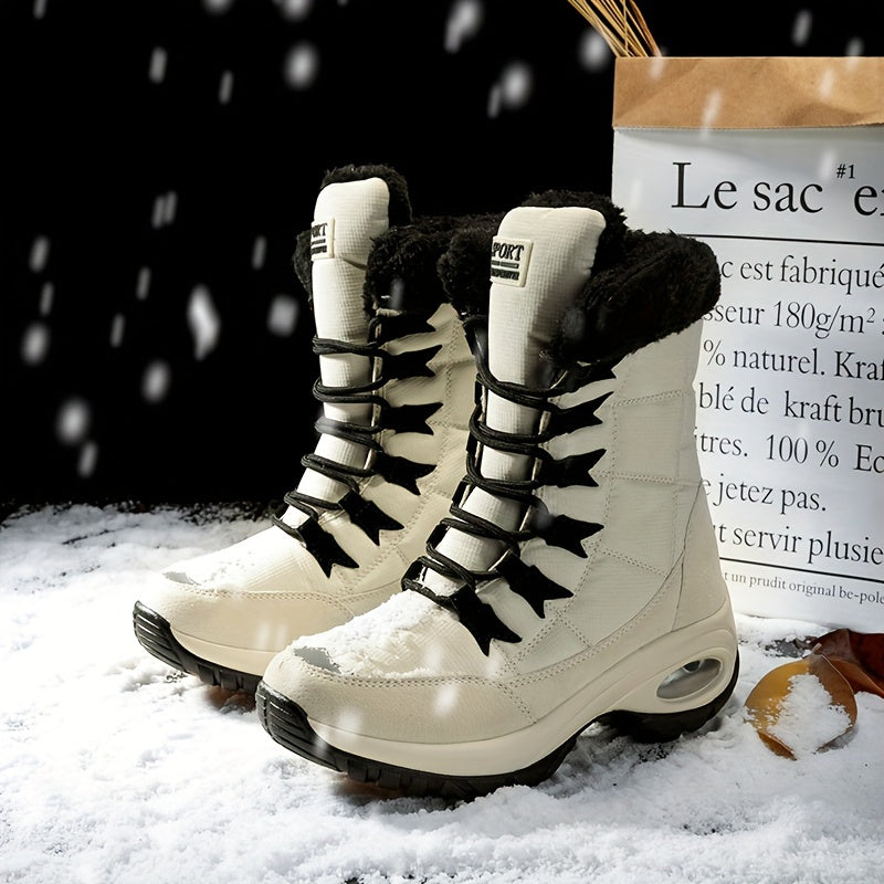 Cecilia™ | Faux-fur cuff lace-up mid-calf snow boots