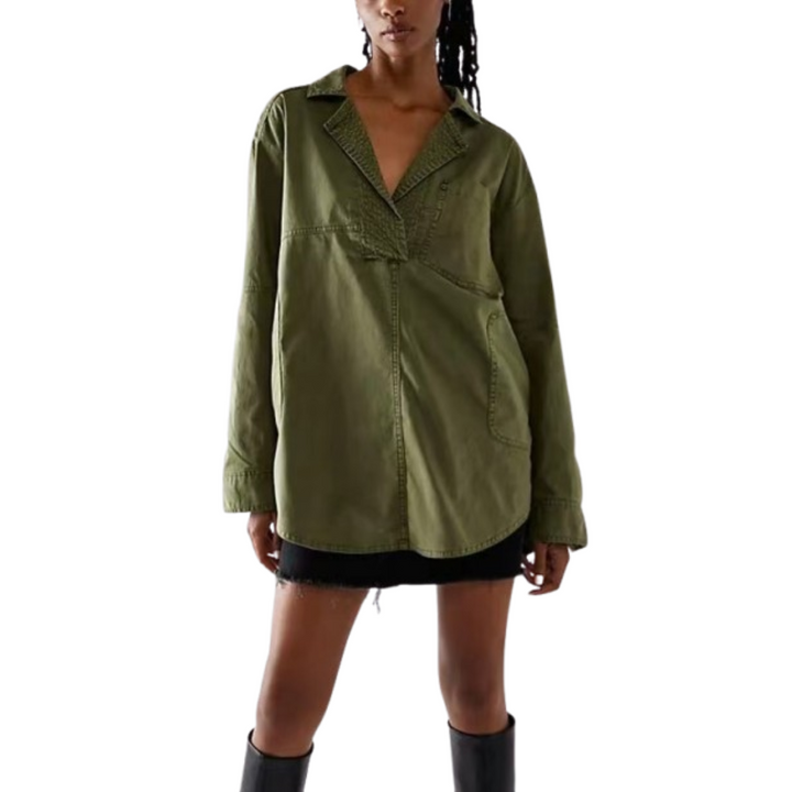 NALINAE™ – Chic V-Neck  Denim Tunic Top