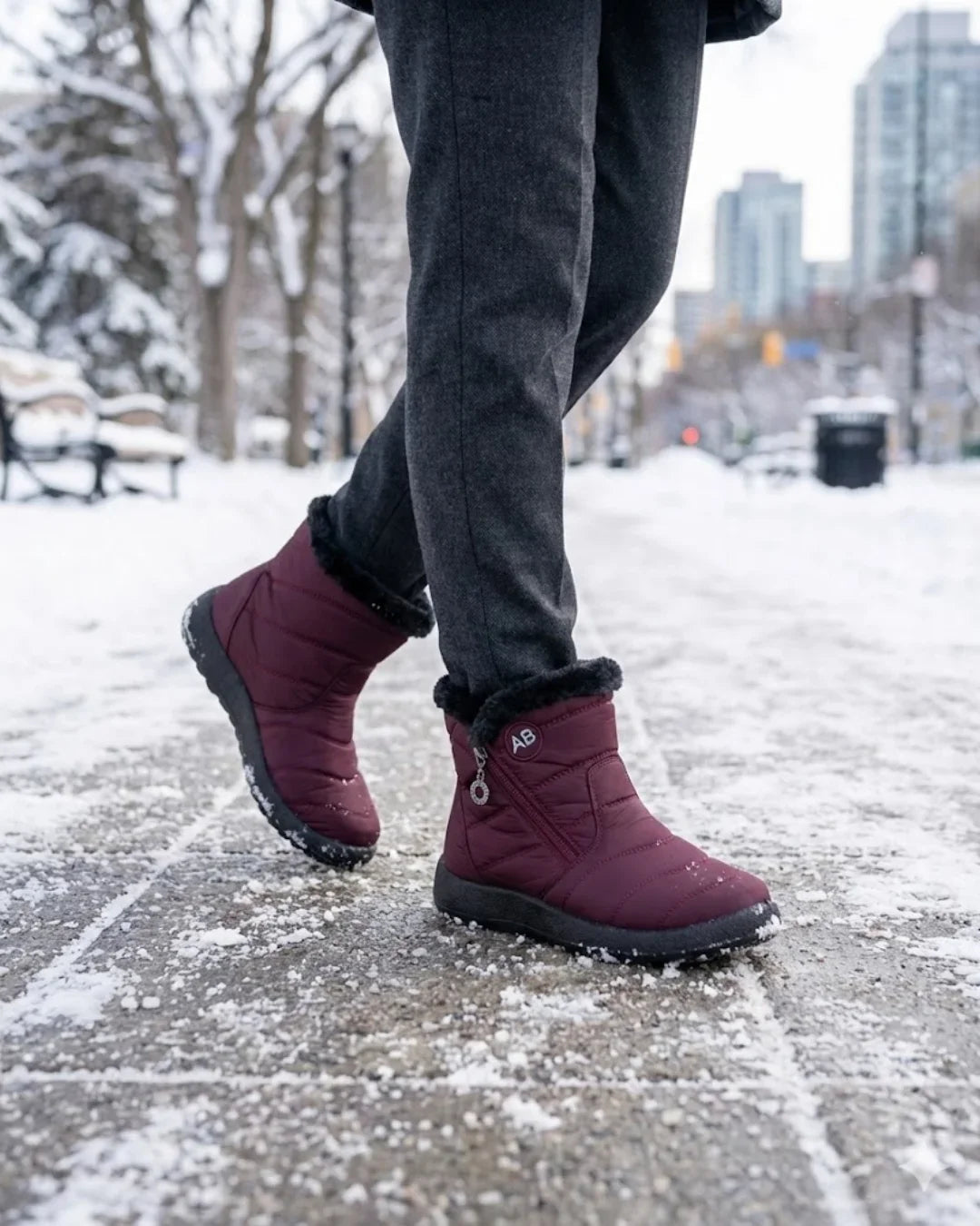 Cendy™ | Quilted Fleece-Lined Zip Ankle Boots