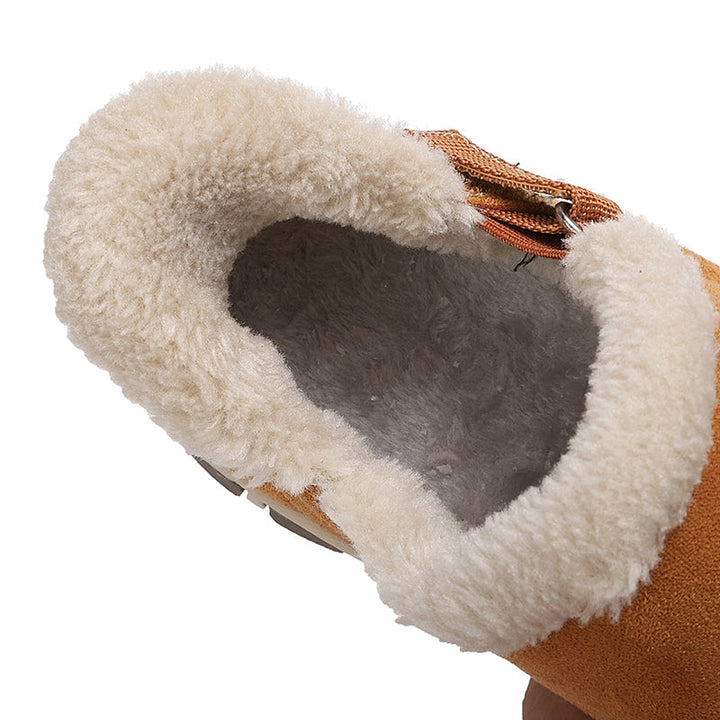 Elinor™ | Faux-suede fleece-lined strap ankle boots