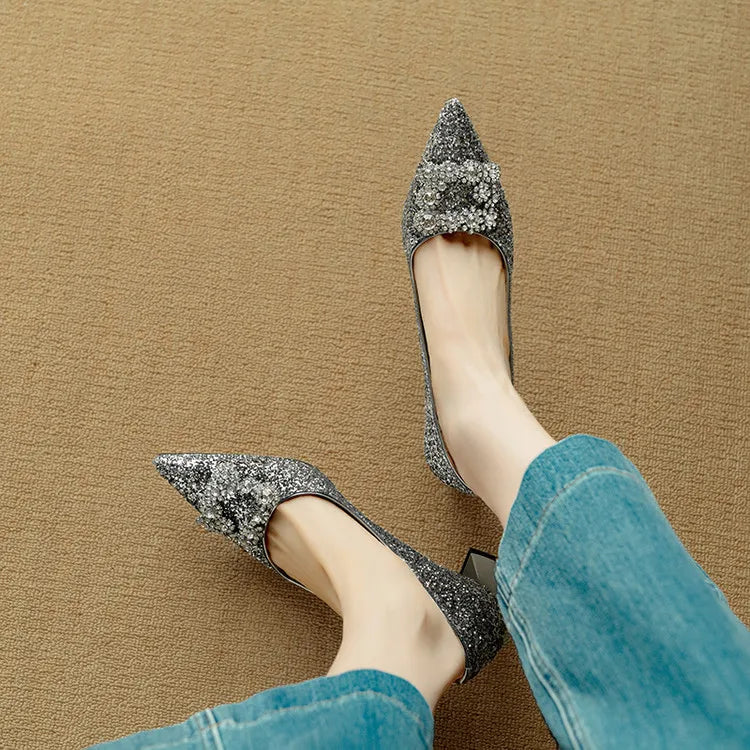 Gloria™ | Elegant Glitter Heels