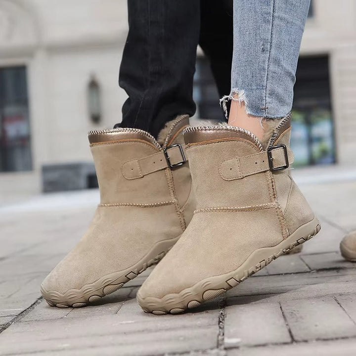 Elaine™ | Buckled suede ankle snow boots